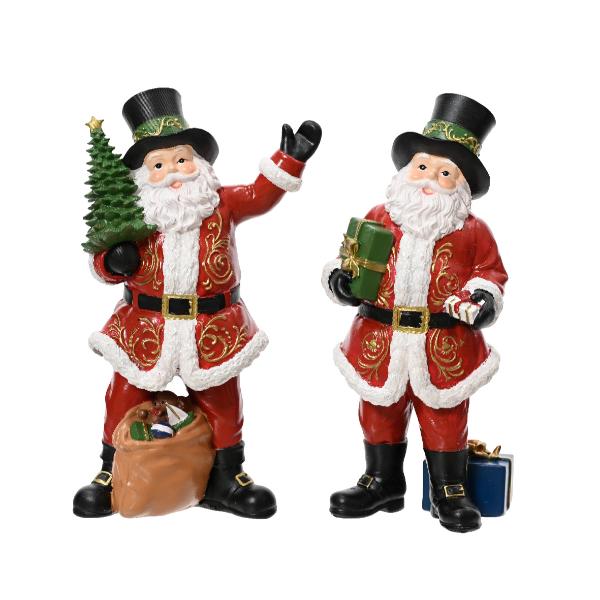 Christmas Santa Figurine Polyresin 18Cm 2 Assorted Designs
