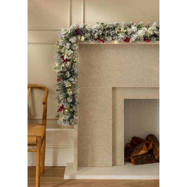 Winter Soltice Battery Operated Garland With 100 Warm White LEDs 6ft (1.8m)