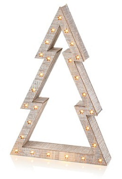 Premier Decorations Battery Operated White Wood Tree Christmas Decoration With Warm White LEDs 45 - 37 - 25cm Set of 3