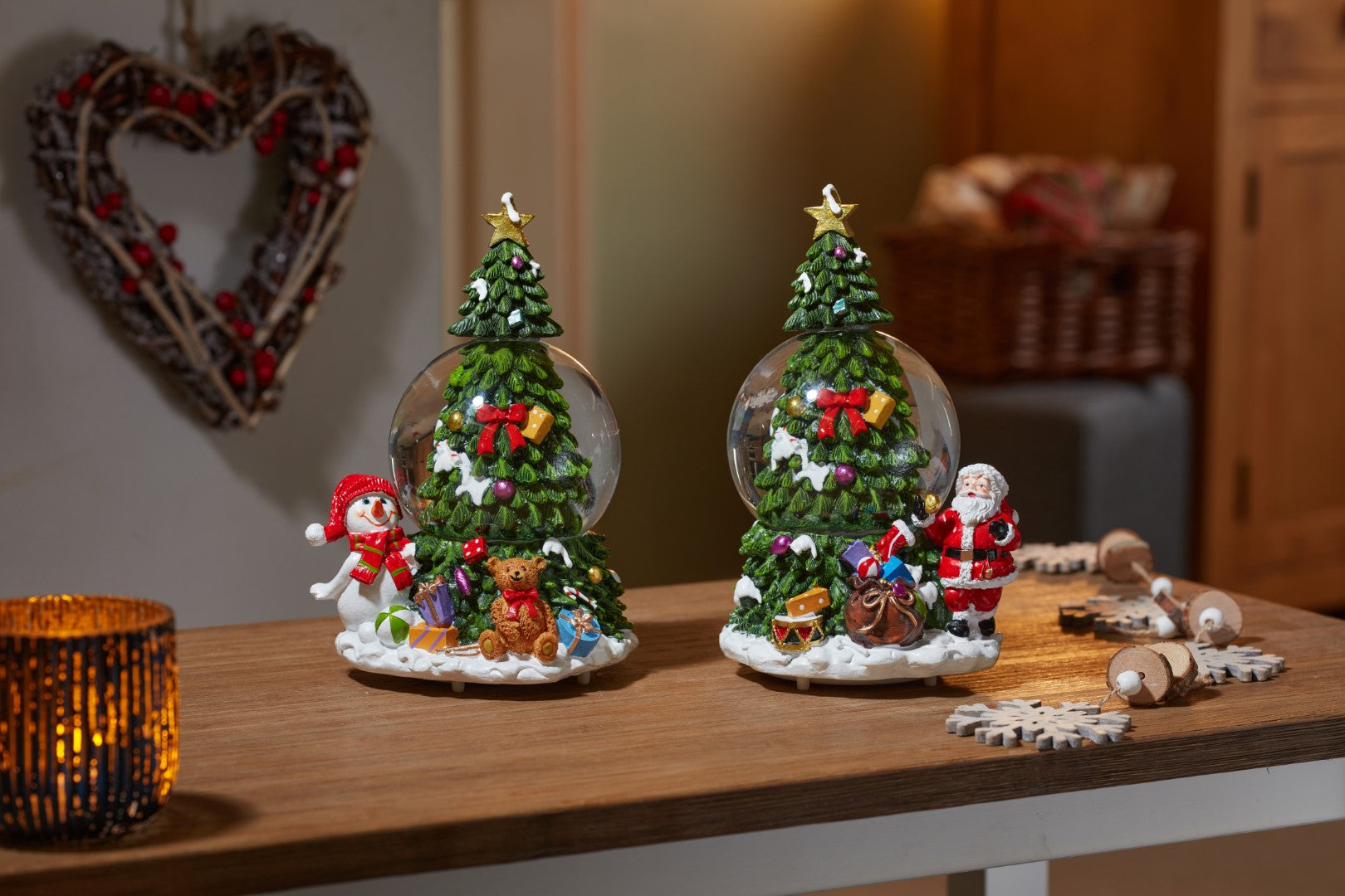 Three Kings 10cm Musical Tree Spin Snow Spheres 21cm