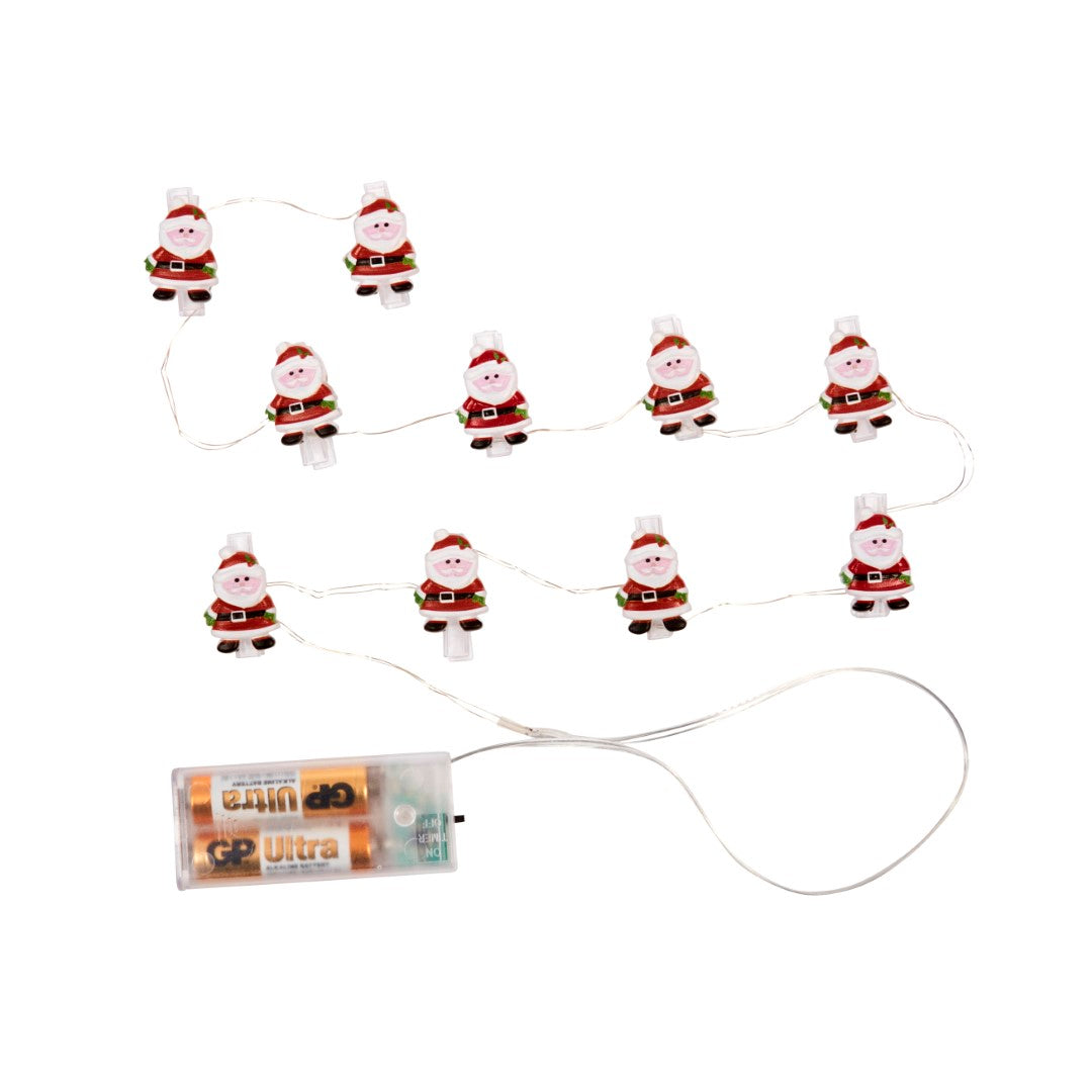 Three Kings 10 ClipCard Santa String Lights