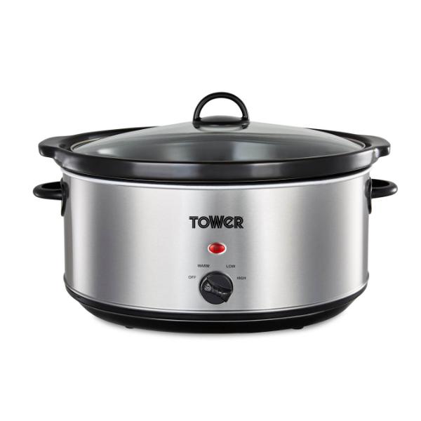 Tower T16040Y Stainless Steel Slow Cooker 6.5L