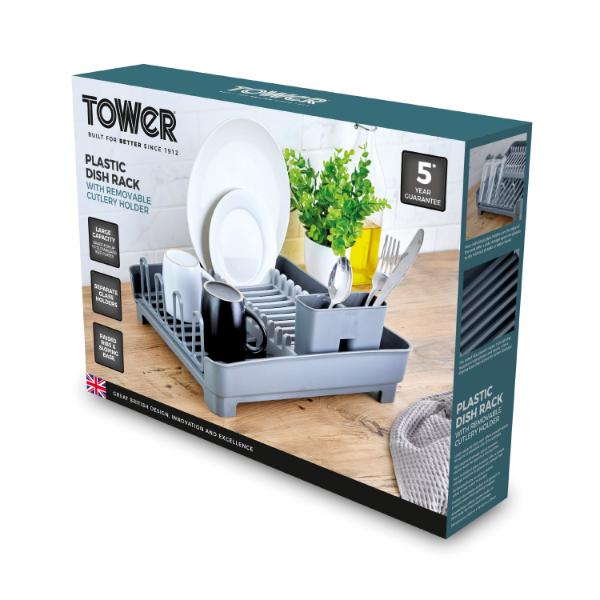 Tower Plastic Dish Rack with Cutlery