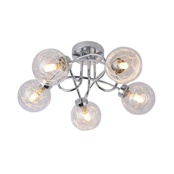 Chrome semi flush Ceiling 5 light