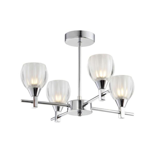 Chrome semi flush Ceiling 4 light