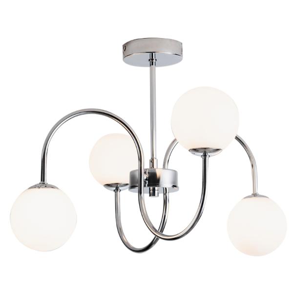 205/4 Chrome semi flush Ceiling 4 light