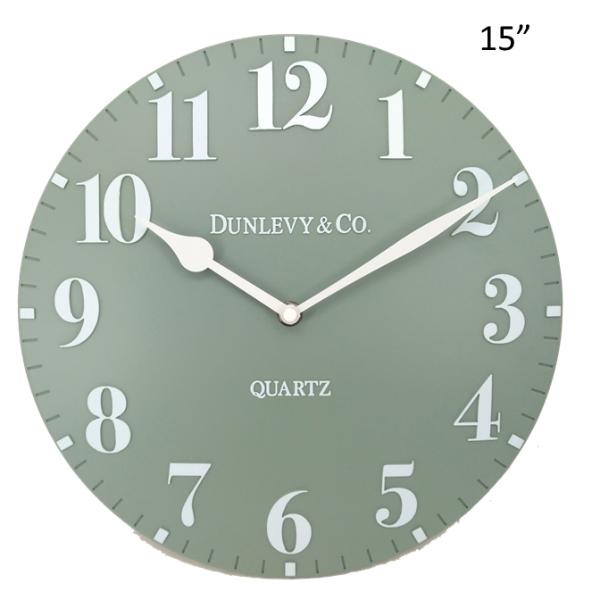 Dunlevy Luna Clock 15" Sage Green