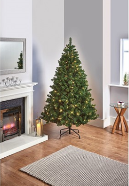 Premier Decorations Pre Lit Oregon Pine Christmas Tree 7 Ft 2.1M