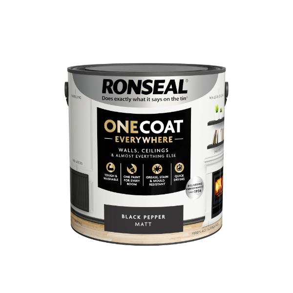 Ronseal One Coat Everywhere Paint Black Pepper Matt 2.5L