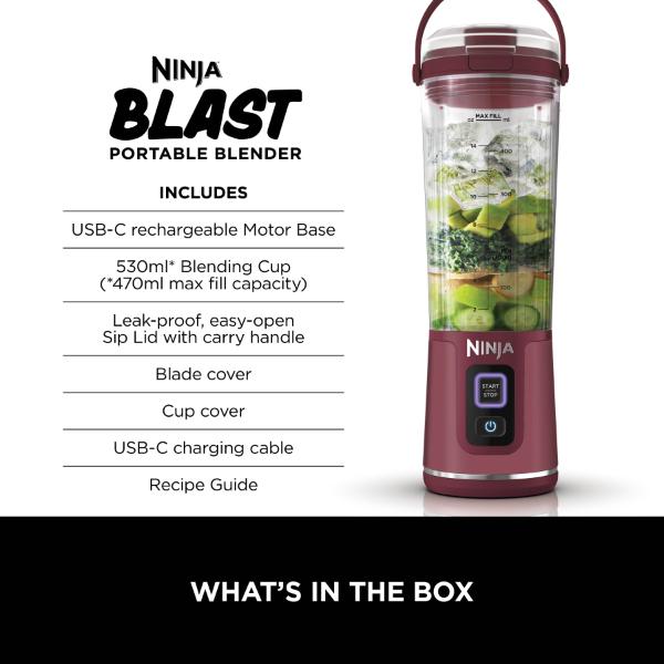 Ninja BC151UKCR Blast Cordless Portable Blender Cranberry