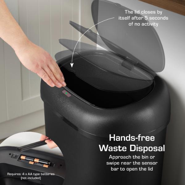 SWAN 55L Oval Sensor Bin Black