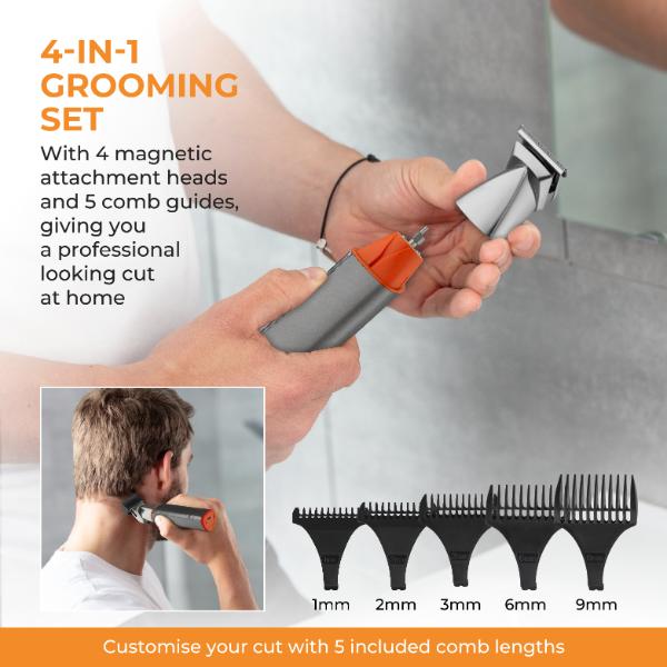Carmen Titan 4 in 1 Multi-Groomer Set Grey & Orange