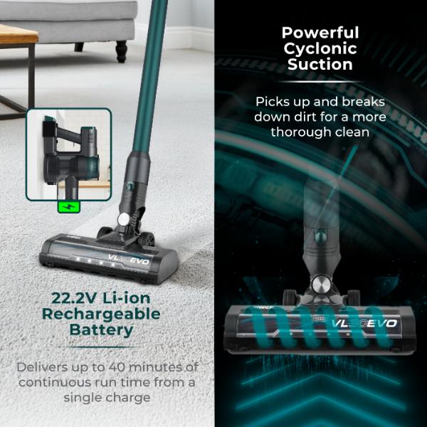 Tower VL30 Evo 22.2V Cordless 3-in-1 Pole Vacuum Green & Grey