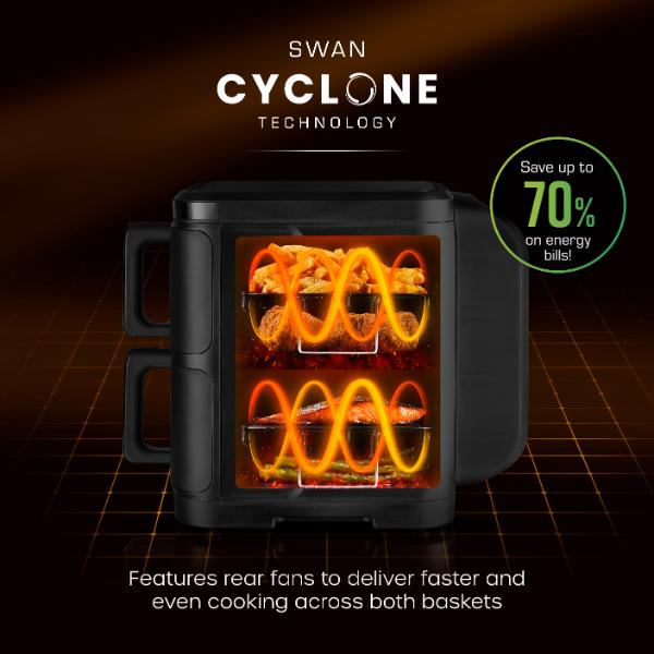 Swan 11L Duo Layer Air Fryer Black