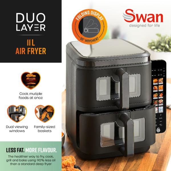 Swan 11L Duo Layer Air Fryer Black