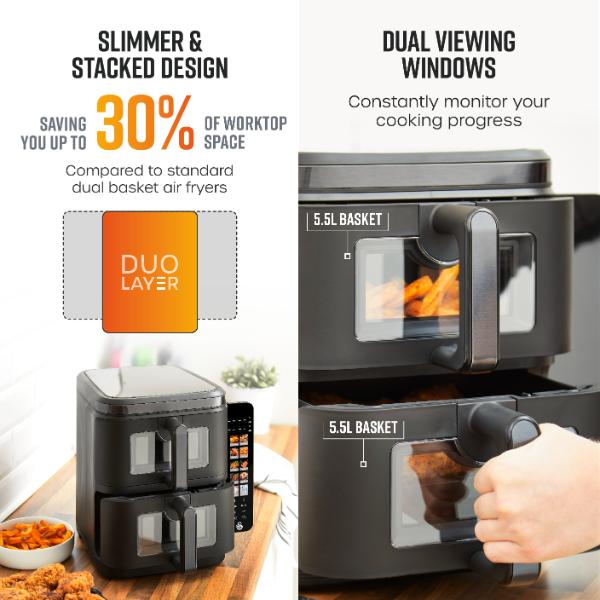 Swan 11L Duo Layer Air Fryer Black