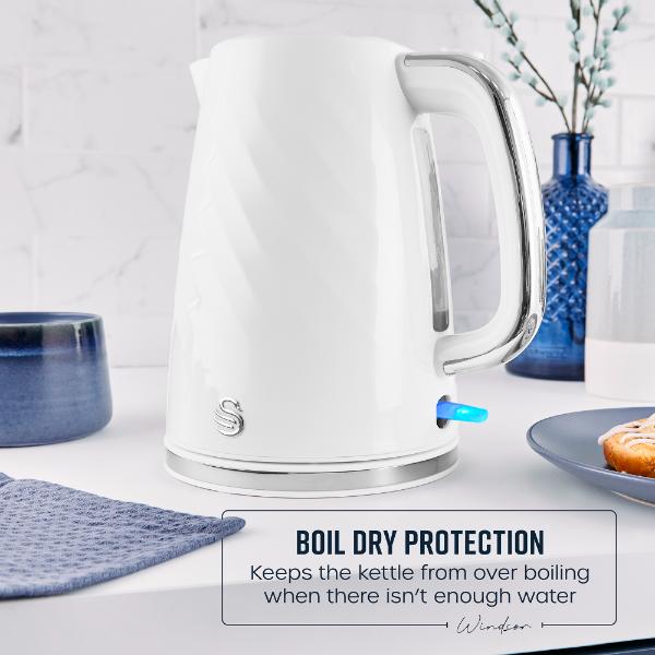 Swan Windsor 1.7L Textured Kettle White