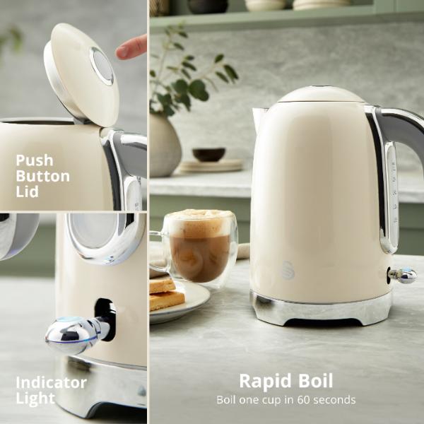 Swan Solace 1.7L Stainless Steel Jug Kettle Cream