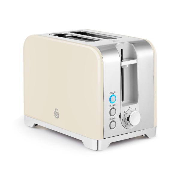 Swan Solace 2 Slice Stainless Steel Toaster Cream