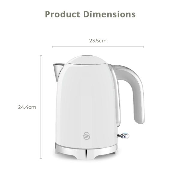 Swan Solace 1.7L Stainless Steel Jug Kettle White