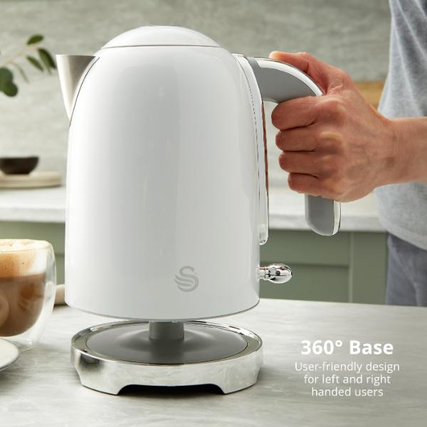 Swan Solace 1.7L Stainless Steel Jug Kettle White