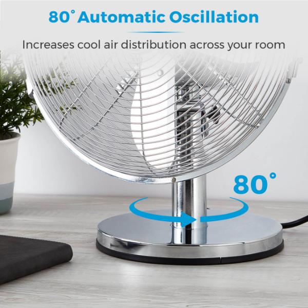 Tower 12" Metal Desk Fan Stainless Steel