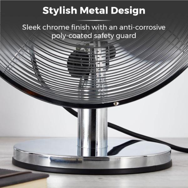 Tower 12" Metal Desk Fan Stainless Steel