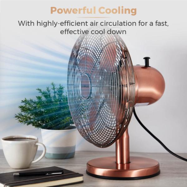 Tower 12" Metal Desk Fan Copper