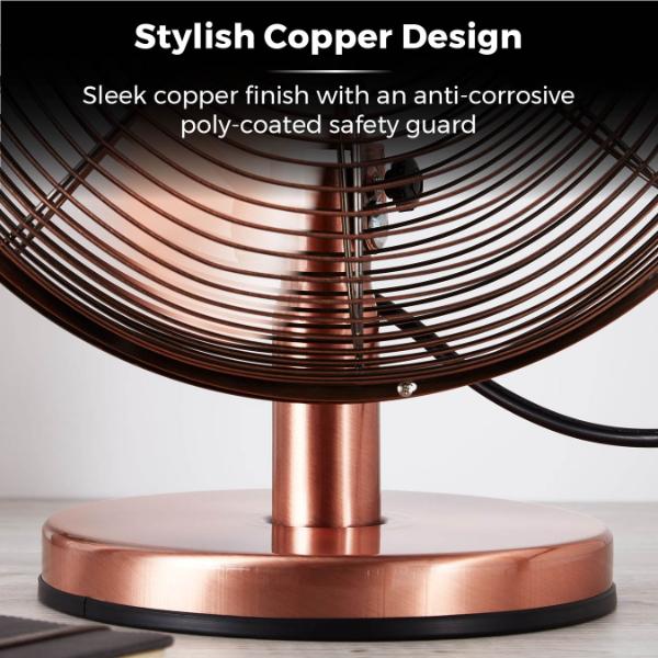 Tower 12" Metal Desk Fan Copper