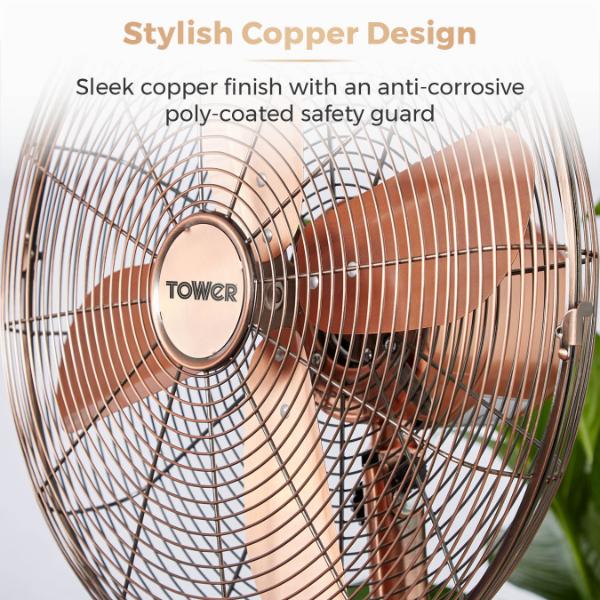 Tower 16" Metal Pedestal Fan Copper