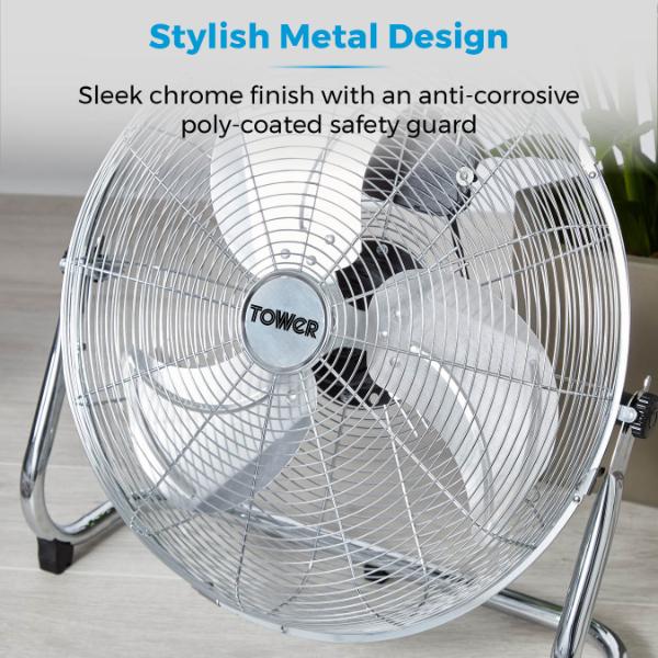 Tower 18" Velocity Floor Fan Stainless Steel