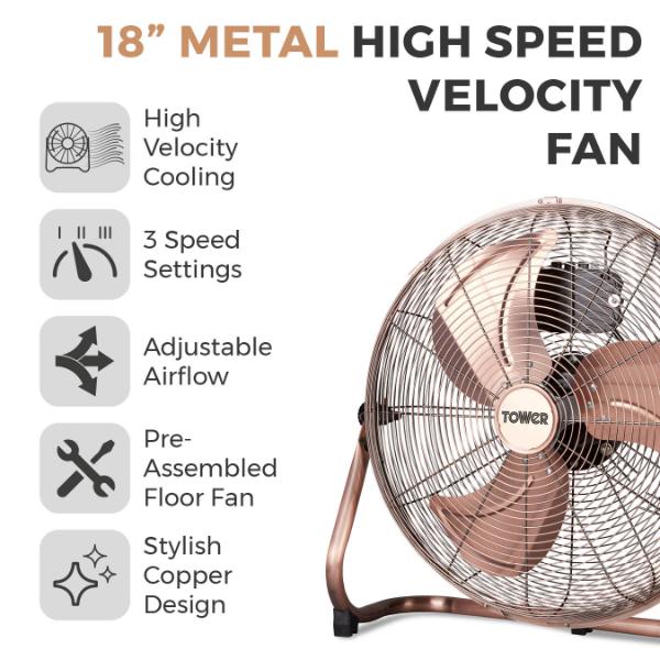 Tower 18" Velocity Floor Fan Copper