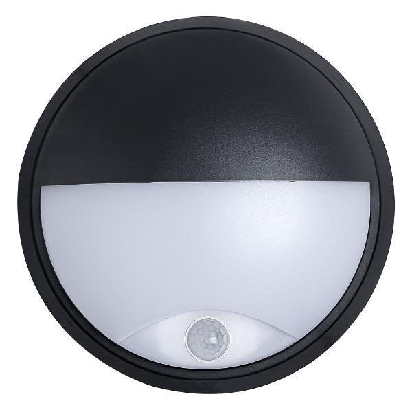 Luceco Eco Round Bulkhead Eyelid PIR IP54 400 Lumens 10 Watt 4000k Supplied Black & White Trim