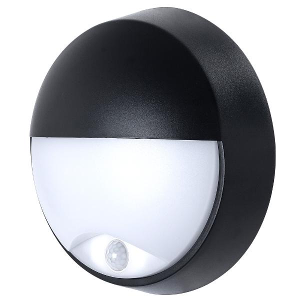 Luceco Eco Round Bulkhead Eyelid PIR IP54 400 Lumens 10 Watt 4000k Supplied Black & White Trim