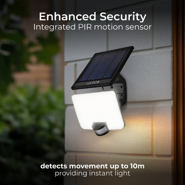 Luceco Solar Floodlight 11 Watt 1500 Lumens With PIR And Detachable Solar Panel 4000k