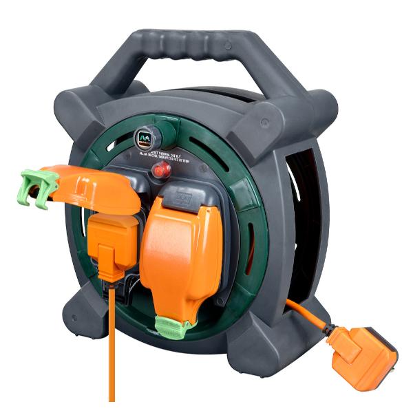Double Socket 20M 13 Amp Performance Case Reel + Weatherproof Sockets
