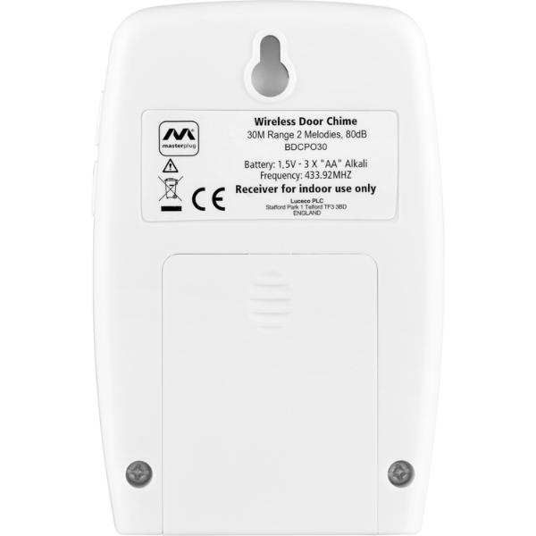 Masterplug Battery Powered Door Chime with 30M Range