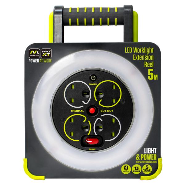 Masterplug 4 Socket 5M 13 Amp H05Vv-F3G1,25mm Worklight Reel