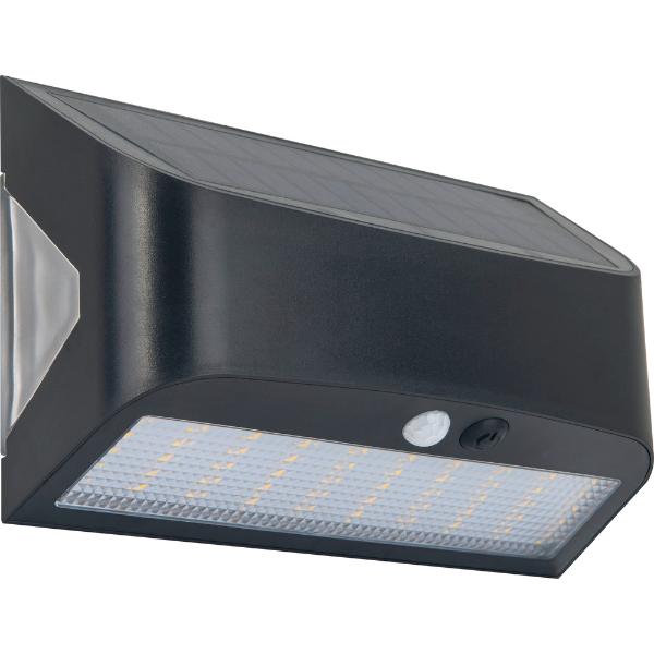 Luceco Prysm Solar Wall Light USB & PIR Sensor, IP54, 6W, 600lm, Black
