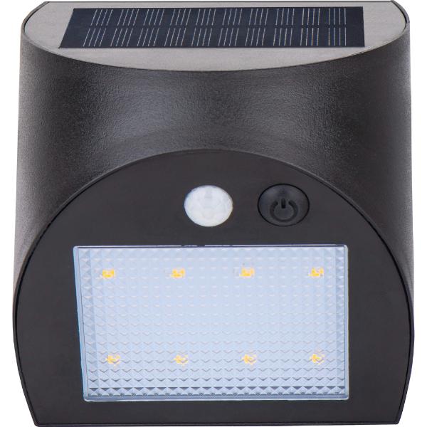 Luceco Prysm Solar Wall Light USB & PIR Sensor, IP54, 3W, 300lm, Black