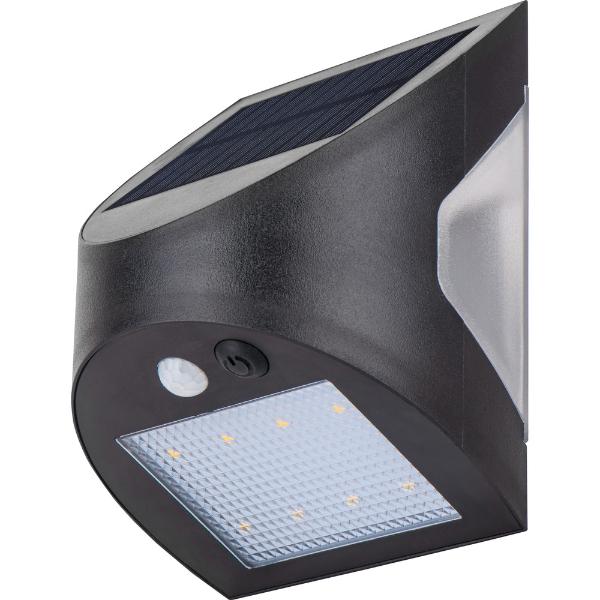 Luceco Prysm Solar Wall Light USB & PIR Sensor, IP54, 3W, 300lm, Black
