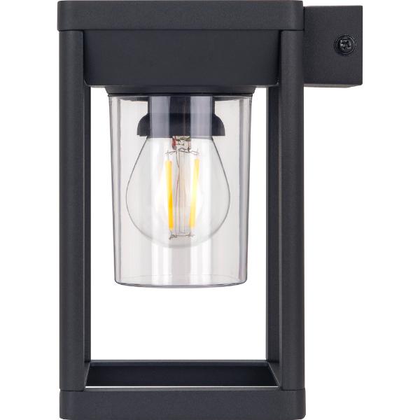 Luceco Filament Solar Wall Light Lantern & PIR, IP54 220lm 3000K Black