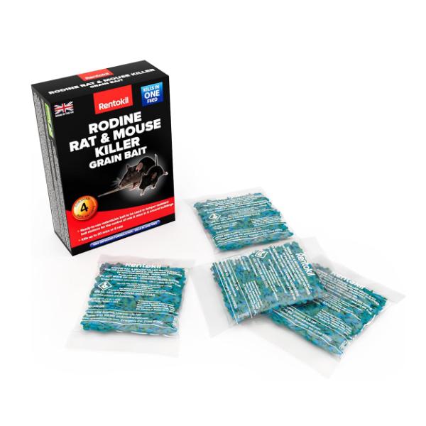 Rentokil Rodine Rat & Mouse Killer Grain Bait (4 Sachet)