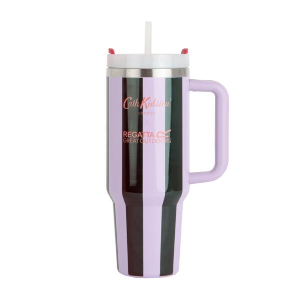 Cath Kidston Thermo Mug Lilac & Green Candy Stripe 1.2L