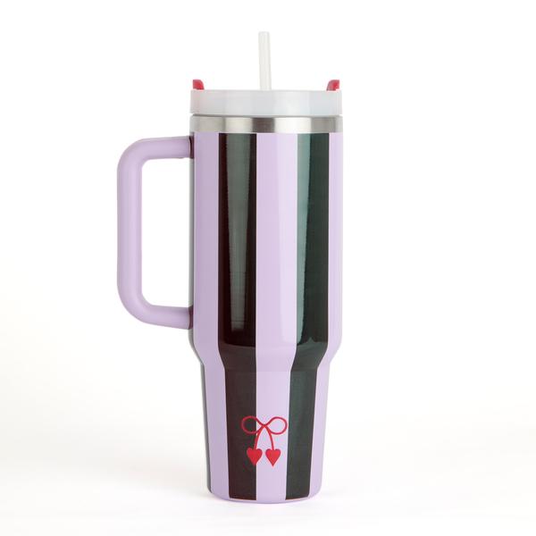 Cath Kidston Thermo Mug Lilac & Green Candy Stripe 1.2L