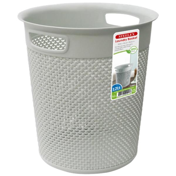 Grey Round Tidy Basket 12Lt Steelex