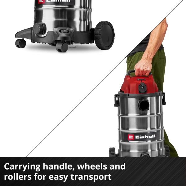 Einhell TC-VC 3055 SA 30 Litre Stainless Steel Wet & Dry Vac with Power Take Off 230V