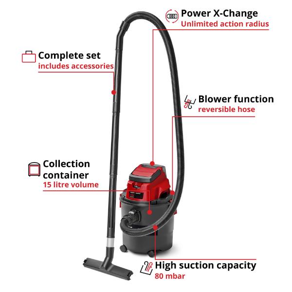 Einhell TE-VC 2230 SACL 30 Litre Stainless Steel L Class Wet & Dry Vac with Power Take Off 230V