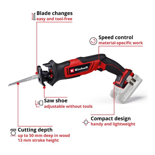 Einhell PXC 18V TE-AP 18/13 Li 50mm Compact Reciprocating Saw - Bare Unit