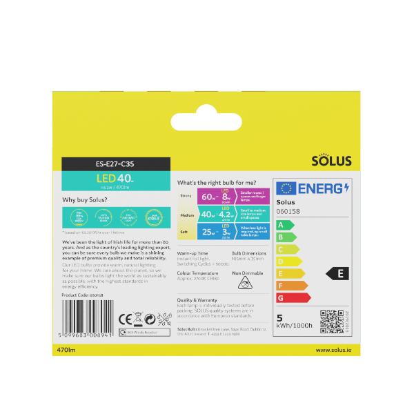 Solus 40W = 4.2W ES Candle SMD Non-Dimmable LED